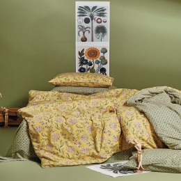 Παπλωματοθήκη Clementine 28 (Σετ 3τμχ) Mustard-Green-Pink Kentia Υπέρδιπλο 220x240cm 100% Βαμβάκι