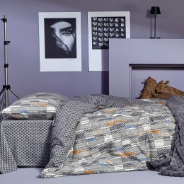 Παπλωματοθήκη Φανελένια Donovan 32 (Σετ 2τμχ) Grey-Blue Kentia Μονό 160x240cm 100% Βαμβάκι