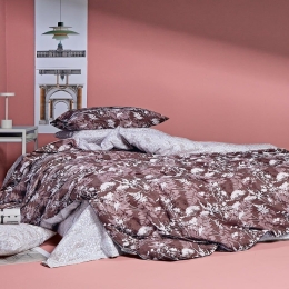 Παπλωματοθήκη Hope 04 (Σετ 3τμχ) Eggplant-Light Pink Kentia Υπέρδιπλο 220x240cm 100% Βαμβάκι