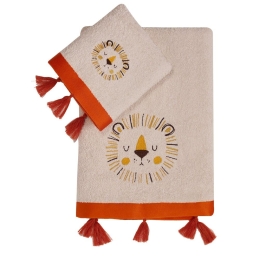 Πετσέτες Βρεφικές Sarabi (Σετ 2τμχ) Beige-Orange Kentia Σετ Πετσέτες 70x125cm 100% Βαμβάκι