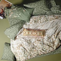 Σεντόνια Beatrice 02 (Σετ 4τμχ) Beige-Green Kentia King Size 270x270cm 100% Βαμβάκι