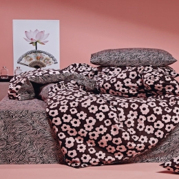 Σεντόνια Destiny (Σετ 3τμχ) Black-Pink Kentia Ημίδιπλο 190x270cm 100% Βαμβάκι