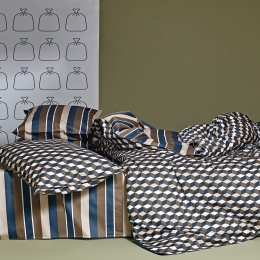 Σεντόνια Esteban 01 (Σετ 4τμχ) Brown-Blue-Beige-White Kentia Υπέρδιπλο 240x270cm 100% Βαμβακοσατέν
