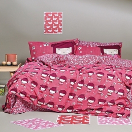 Σεντόνια Παιδικά Hiroco (Σετ 4τμχ) Red-Pink Kentia Ημίδιπλο 190x270cm 100% Βαμβάκι