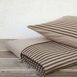 Παπλωματοθήκη Suave Σετ 2τμχ Brown Nima Μονό 160x240cm 100% Βαμβάκι