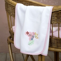 Κουβέρτα Βρεφική 4 Εποχών Sweetland White-Pink Nima Αγκαλιάς 80x110cm Βαμβάκι-Πολυέστερ