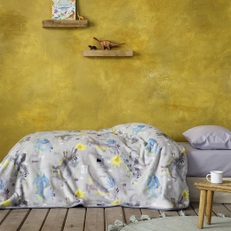 Κουβέρτα Παιδική Βελουτέ Dragon Lair Grey Nima Μονό 160x220cm Πολυέστερ