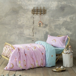 Σεντόνια Παιδικά Little Unicorn (Σετ 3τμχ) Pink Nima Μονό 170x255cm 100% Βαμβάκι