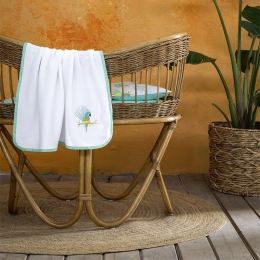 Κουβέρτα Βρεφική Πικέ Macaw White-Green Nima Αγκαλιάς 80x110cm 100% Βαμβάκι