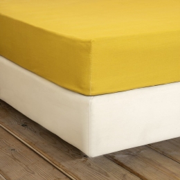 Σεντόνι Unicolors Με Λάστιχο Gold Harvest Nima Ημίδιπλο 120x232cm 100% Βαμβάκι