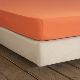 Σεντόνι Unicolors Με Λάστιχο Vivid Coral Nima Υπέρδιπλο 160x232cm 100% Βαμβάκι