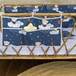 Βρεφική Θήκη Οργάνωσης Nighty Night 60x30 White-Blue Nima 100% Βαμβάκι