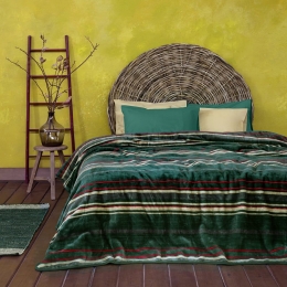 Κουβέρτα Βελουτέ Tinsel Green-Red Nima Μονό 160x220cm Πολυέστερ