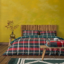 Σεντόνια Cheers (Σετ 3τμχ) Red-Green Nima Μονό 170x260cm 100% Βαμβακερή Φανέλα