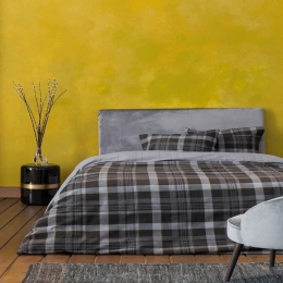 Σεντόνια Noit (Σετ 4τμχ) Dark Grey Nima Διπλό 100% Βαμβακερή Φανέλα