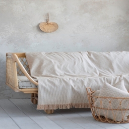 Ριχτάρι Wavy Beige Nima Πολυθρόνα 180x180cm Βαμβάκι-Πολυέστερ