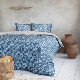 Σεντόνια Galley (Σετ 4τμχ) Blue-Beige Nima Υπέρδιπλo 240x260cm 100% Βαμβάκι