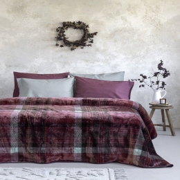Κουβέρτα Βελουτέ Cozy Bordo Nima Μονό 160x220cm Πολυέστερ