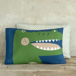 Μαξιλαροθήκες Παιδικές Crocodile (Σετ 2τμχ) Green-Blue Nima 52X72 100% Βαμβάκι