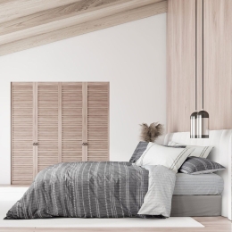 Παπλωματοθήκη Bold (Σετ 3τμχ) Grey Nima King Size 240x260cm 100% Βαμβάκι