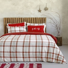 Παπλωματοθήκη Joy (Σετ 3τμχ) Red-Ecru Nima Υπέρδιπλο 220x240cm 100% Βαμβακερή Φανέλα