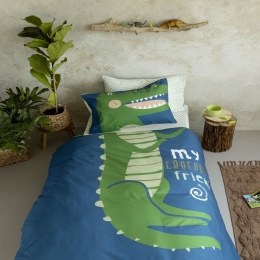 Σεντόνια Παιδικά Crocodile Με Λάστιχο Blue-Green Nima Μονό 100x232cm 100% Βαμβάκι