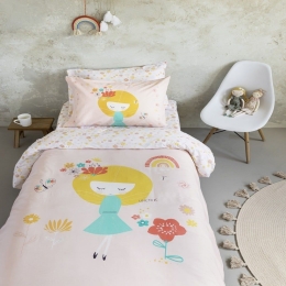 Σεντόνια Παιδικά Fairy Love Με Λάστιχο Pink-Multi Nima Μονό 180x232cm 100% Βαμβάκι