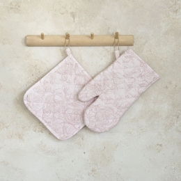 Σετ Κουζίνας 2τμχ Γάντι Με Πιάστρα Roses One Size Rose Nima 100% Βαμβάκι