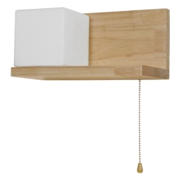 Φωτιστικό Τοίχου-Απλίκα Ραφάκι Amity Left 01365 White GloboStar Ξύλο,Γυαλί
