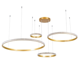Φωτιστικό Οροφής Diamond Tetra 61149 Led 150W Φ25+40+60+80cm Gold Matt GloboStar Αλουμίνιο
