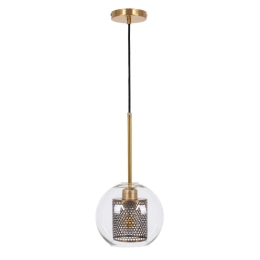 Φωτιστικό Οροφής Avery 00739 1xΕ27 Με Πλέγμα Φ18x38cm Clear-Gold GloboStar