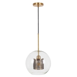 Φωτιστικό Οροφής Avery 00740 1xΕ27 Με Πλέγμα Φ30x48cm Clear-Gold GloboStar