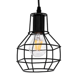 Φωτιστικό Οροφής Cage 01017 1xΕ27 Με Πλέγμα Φ15x20cm Black GloboStar