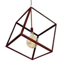Φωτιστικό Οροφής Cube 01673 1xΕ27 Με Πλέγμα 70x70x87cm Rust GloboStar