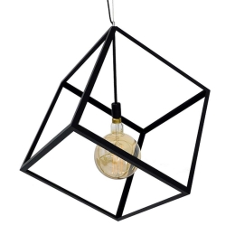 Φωτιστικό Οροφής Cube 01672 1xΕ27 Με Πλέγμα 70x70x87cm Black GloboStar
