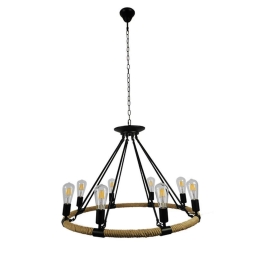 Φωτιστικό Οροφής Millbank 01423 8xE27 Φ80x60cm Black-Beige GloboStar