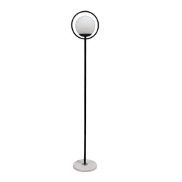 Φωτιστικό Δαπέδου Versailles 01540 1xE27 Με Milky Γυαλί Φ25 150cm Black GloboStar