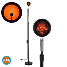 Φωτιστικό Δαπέδου Sunset 00818 12W Led Με Projector Lens Εφέ & USB 94cm Silver-Black GloboStar