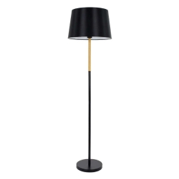 Φωτιστικό Δαπέδου Cedar 00827 1xE27 Με Καπέλο Και Ξύλινη Λεπτομέρεια Φ40cm 148cm Black GloboStar