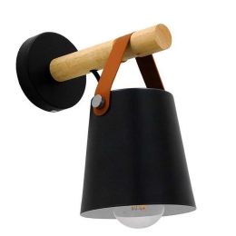 Φωτιστικό Τοίχου - Απλίκα Amy 00947 1xE27 Φ13cm 13x19x14cm Black-Brown-Natural GloboStar