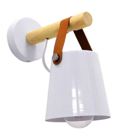Φωτιστικό Τοίχου - Απλίκα Amy 00946 1xE27 Φ13cm 13x19x14cm White-Brown-Natural GloboStar
