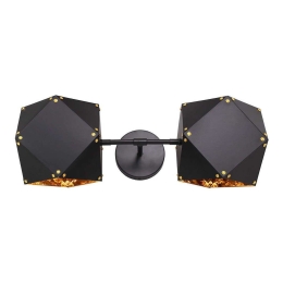 Φωτιστικό Τοίχου - Απλίκα Welles 00795 2xE14 52x21x17cm Black-Gold GloboStar