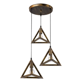 Φωτιστικό Οροφής Triangle 00619 E27 Φ49x130cm Bronze-Gold GloboStar