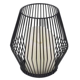 Φανάρι Με Διακοσμητικό Κερί Candle Led 76493 Φ14x16cm Με Μπαταρία & Χειριστήριο Dimmable 2700K Black Αλουμίνιο