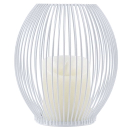 Φανάρι Με Διακοσμητικό Κερί Candle Led 76491 Φ16x18cm Με Μπαταρία & Χειριστήριο Dimmable 2700K White Αλουμίνιο