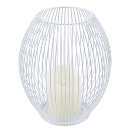 Φανάρι Με Διακοσμητικό Κερί Candle Led 76492 Φ19x24cm Με Μπαταρία & Χειριστήριο Dimmable 2700K White Αλουμίνιο
