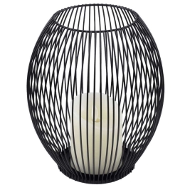 Φανάρι Με Διακοσμητικό Κερί Candle Led 76497 Φ19x24cm Με Μπαταρία & Χειριστήριο Dimmable 2700K Black Αλουμίνιο