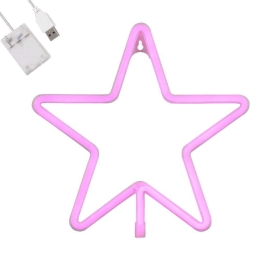 Χριστουγεννιάτικη Επιτοίχια Φιγούρα Star Led 78586 27,5x27,5x1,5cm Με Μπαταρίες 5W Pink GloboStar