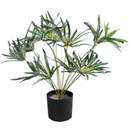 Τεχνητό Φυτό Broadleaf Lady Palm 20059 Φ40x50cm Green-Beige GloboStar Πολυαιθυλένιο,Ύφασμα