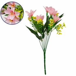 Διακοσμητικό Μπουκέτο Rain Lily 09083 15x15x33cm Yellow-Pink GloboStar Πλαστικό